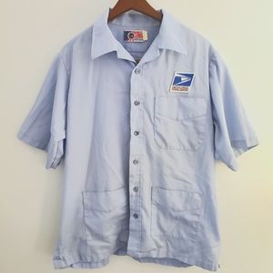 USPS letter carrier CCA uniform shirt Jac sz L button down short sleeve blue